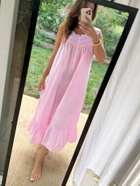Hand-Dyed Pink Heirloom Cotton Nightgown Dress | Alexander Del Rossa